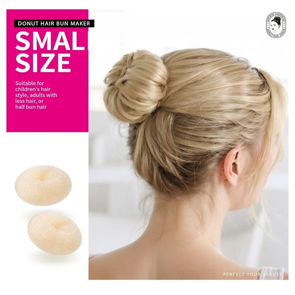 New 3 Piece Set Donut Hair Bun Maker - Cream - Picture 1 of 10